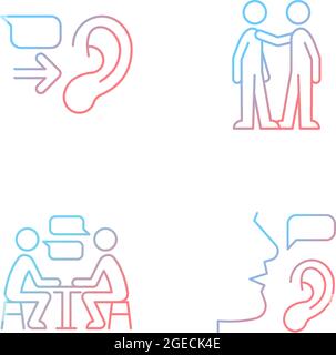 Verbal and nonverbal communication gradient linear vector icons set Stock Vector