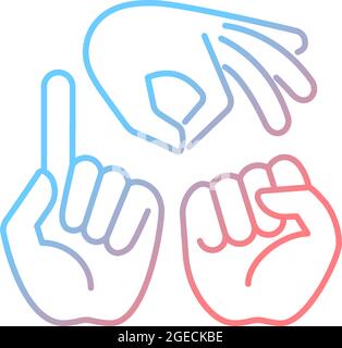 Gestures in communication gradient linear vector icon Stock Vector