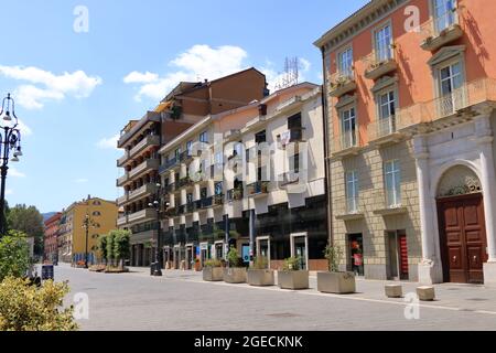 July 10 2021 Avellino, Italy: City View in the Corso Vittorio Emanuele II Street Stock Photo