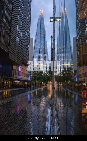 Wet Summer morning at More London Riverside on the South Bank of London, England UK Stock Photo