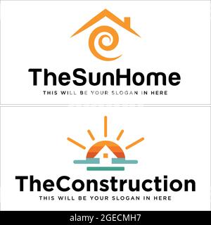Real estate construction building home villa logo design Stock Vector