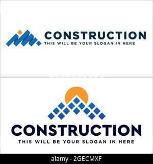 Industry construction service with symbol initial home modern logo design Stock Vector