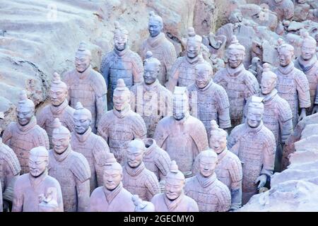 China, Xian Shaanxi, Army of Terracotta Warriors in Emperor Qin Shihuangdis Tomb Stock Photo