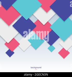 Color background pattern with a geometric rhombs from red, blue, turquoise and white with side shades for your design. Stock Vector