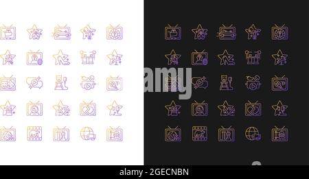TV show gradient icons set for dark and light mode Stock Vector
