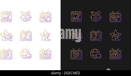 TV gradient icons set for dark and light mode Stock Vector