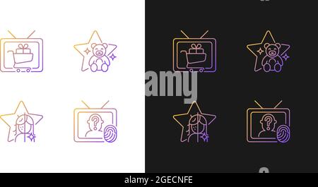 Television gradient icons set for dark and light mode Stock Vector