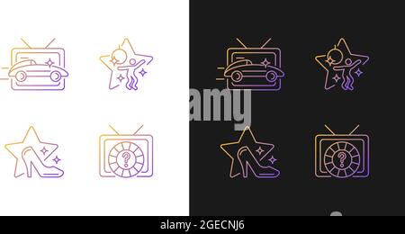 TV genres gradient icons set for dark and light mode Stock Vector