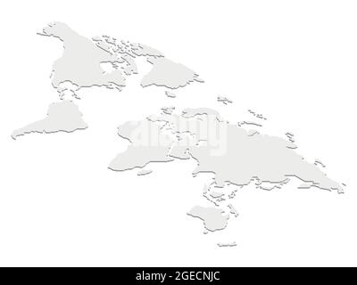 Isometric map of World. Gray land silhouette on white background. 3D vector illustration Stock Vector