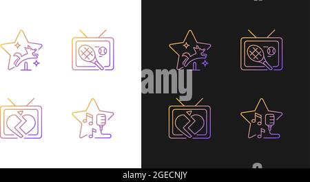Television series genres gradient icons set for dark and light mode Stock Vector