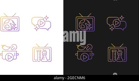 TV series gradient icons set for dark and light mode Stock Vector