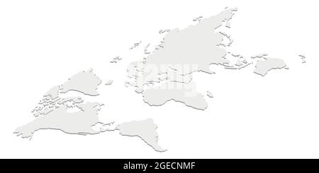 Isometric map of World. Gray land silhouette on white background. 3D vector illustration Stock Vector