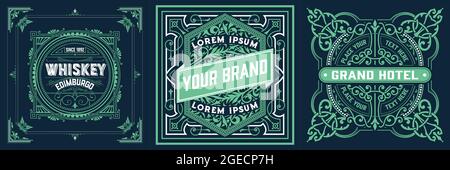 Set of 3 vintage labels for packing Stock Vector