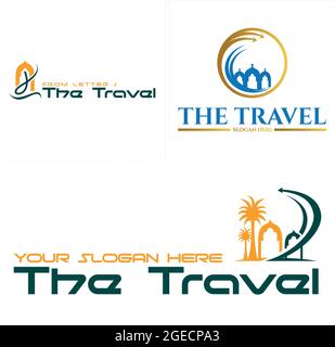 Travel tour holiday business airplane logo design Stock Vector