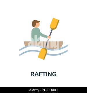 Rafting flat icon. Colored sign from excursions collection. Creative Rafting icon illustration for web design, infographics and more Stock Vector