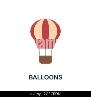 Balloons flat icon. Colored sign from excursions collection. Creative Balloons icon illustration for web design, infographics and more Stock Vector