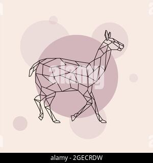 Lama side view. Geometric style. Vector illustration. Stock Vector