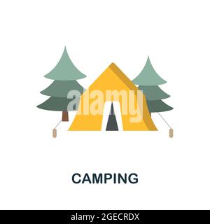 Camping flat icon. Colored sign from excursions collection. Creative Camping icon illustration for web design, infographics and more Stock Vector