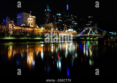 Melbourne, Australia, 27 August, 2020. A view of Flinders Street Station as seen from Southbank. (Photo by Dave Hewison/Speed Media) Credit: Dave Hewison/Speed Media/Alamy Live News