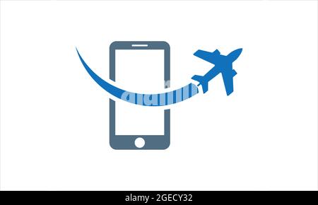 Plane with Smart phone Travel Go Logo Template Design Vector Stock Vector