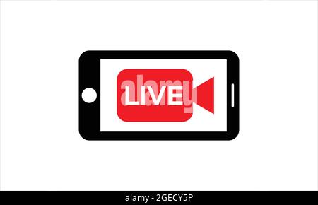 live stream concept with play button on smartphone screen for online broadcast, streaming service Vector illustration Stock Vector