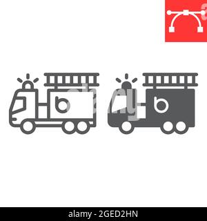 Fire engine line and glyph icon Stock Vector