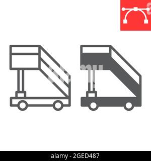 Airport ladder line and glyph icon, transport and airport, plane ladder vector icon, vector graphics, editable stroke outline sign, eps 10. Stock Vector