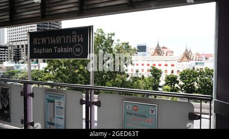 Saphan Taksin BTS Station Bangkok Thailand Stock Photo