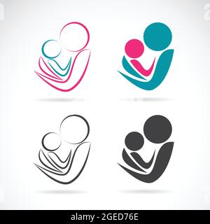 Vector icon image of an mom and baby on white background, Expression of love Stock Vector
