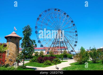 Sochi, Russia - June 1 , 2021: Wheel of time in Sochi Thematic amusement park Stock Photo