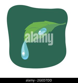 Rain drops on leaves Illustration. Stock Vector