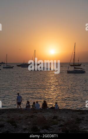 Sunset On The Beach Of Ses Illietes On The Island Of Formentera In The 