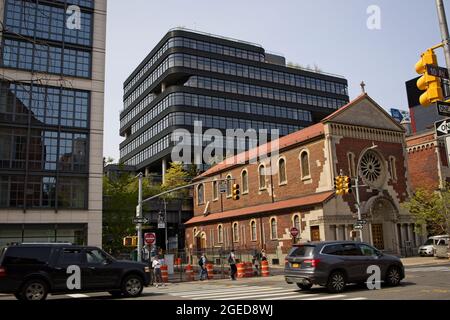 New York, NY, USA - Aug 19, 2021: Guardian Angel Roman Catholic Church at W 20th St and Tenth Ave Stock Photo