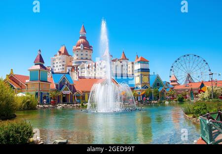 Sochi, Russia - June 1 , 2021: Sochi theme park with attractions.  Stock Photo
