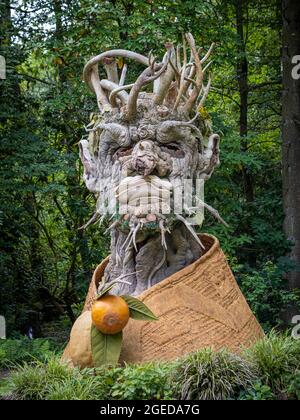 Winter: large-scale sculpture, part of The Four Seasons by Philip Haas, inspired by Giuseppe Arcimboldo’s paintings. Stock Photo