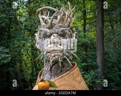 Winter: large-scale sculpture, part of The Four Seasons by Philip Haas, inspired by Giuseppe Arcimboldo’s paintings. Stock Photo