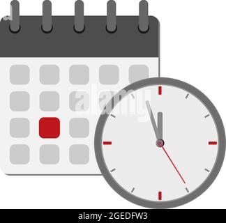calendar and clock symbol, deadline concept, vector illustration Stock Vector