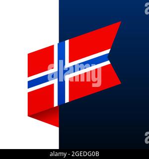 norway corner flag icon. national emblem in origami style. Paper cutting Corner Vector illustration. Stock Vector