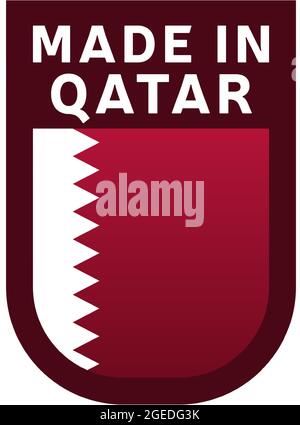 Made in qatar icon. national country flag Stamp sticker. Vector illustration Simple icon with flag Stock Vector