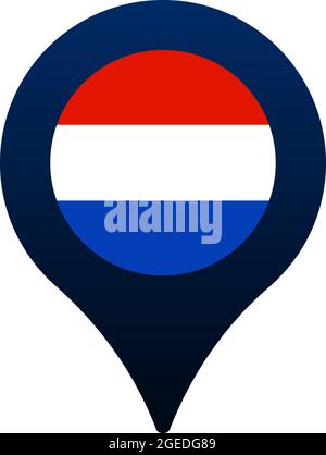 netherlands flag and map pointer icon. National flag location icon vector design, gps locator pin. vector illustration Stock Vector