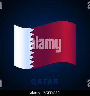 qatar wave vector flag. Waving national Official colors and proportion of flag. Vector illustration. Stock Vector