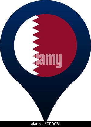 qatar flag and map pointer icon. National flag location icon vector design, gps locator pin. vector illustration Stock Vector