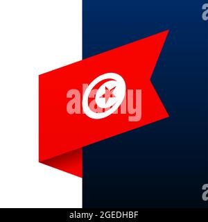 tunisia corner flag icon. national emblem in origami style. Paper cutting Corner Vector illustration. Stock Vector