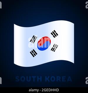 south korea wave vector flag. Waving national Official colors and proportion of flag. Vector illustration. Stock Vector