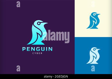 penguin logo with abstract and simple shape for technology brand Stock Vector