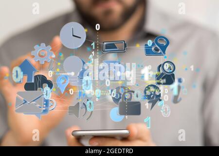 2d rendering of a Big data cloud digital 3d Stock Photo