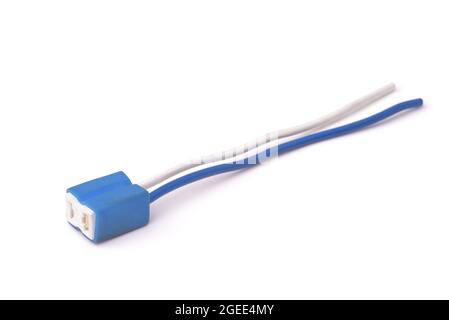 Female car headlight connector plug socket isolated on white Stock Photo