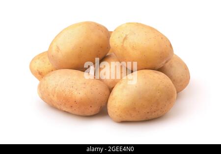 Pile of fresh new potatoes isolated on white Stock Photo
