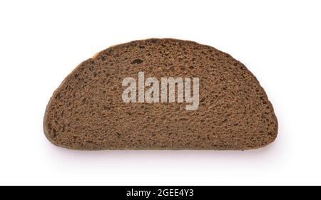 Slice of fresh rye bread isolated on white Stock Photo