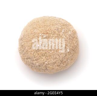 Top view of frozen uncooked fishcake isolated on white Stock Photo